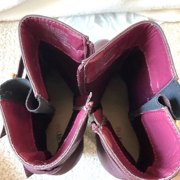 JUSTFAB Katja Four Buckle Side Zip Faux Leather Block Heel Moto Boots Size 7.5 - Picture 10 of 13